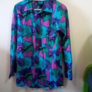 Vintage roper Aztec print button down shirt sz large